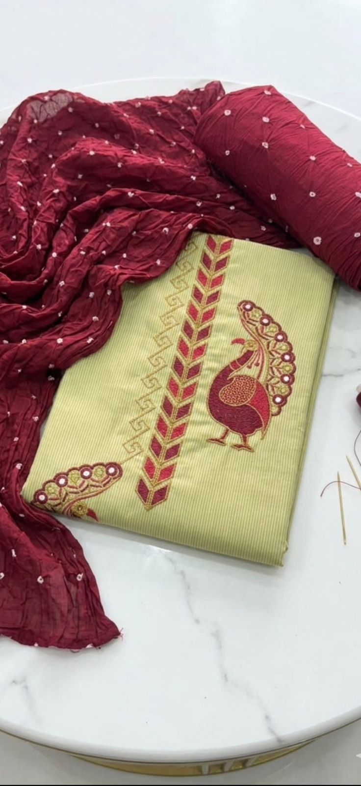Premium Cotton Suit with Handmade Bandhni